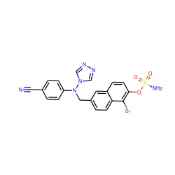 N#Cc1ccc(N(Cc2ccc3c(Br)c(OS(N)(=O)=O)ccc3c2)n2cnnc2)cc1 ZINC000142533647