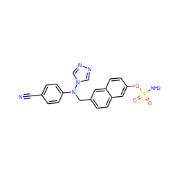 N#Cc1ccc(N(Cc2ccc3cc(OS(N)(=O)=O)ccc3c2)n2cnnc2)cc1 ZINC000143218253