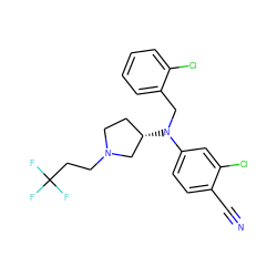 N#Cc1ccc(N(Cc2ccccc2Cl)[C@H]2CCN(CCC(F)(F)F)C2)cc1Cl ZINC000043023615