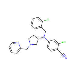 N#Cc1ccc(N(Cc2ccccc2Cl)[C@H]2CCN(Cc3ccccn3)C2)cc1Cl ZINC000043059244