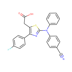 N#Cc1ccc(N(c2ccccc2)c2nc(-c3ccc(F)cc3)c(CC(=O)O)s2)cc1 ZINC000049054986