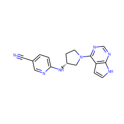 N#Cc1ccc(N[C@@H]2CCN(c3ncnc4[nH]ccc34)C2)nc1 ZINC000149036033