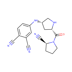 N#Cc1ccc(N[C@@H]2CN[C@H](C(=O)N3CCC[C@H]3C#N)C2)cc1C#N ZINC000028476417