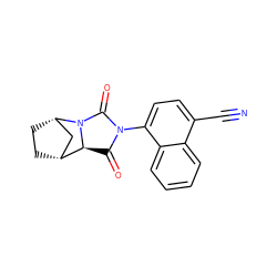 N#Cc1ccc(N2C(=O)[C@H]3[C@@H]4CC[C@@H](C4)N3C2=O)c2ccccc12 ZINC000034799894