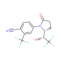 N#Cc1ccc(N2C(=O)CC[C@@H]2[C@@H](O)C(F)(F)F)cc1C(F)(F)F ZINC000115763897