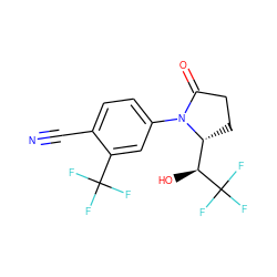 N#Cc1ccc(N2C(=O)CC[C@@H]2[C@H](O)C(F)(F)F)cc1C(F)(F)F ZINC000115763802