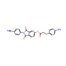 N#Cc1ccc(N2C(=O)c3ccc(OC(=O)CCc4ccc(N)cc4)cc3C2=O)cc1 ZINC000053313059