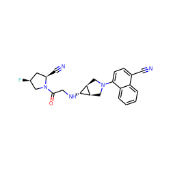 N#Cc1ccc(N2C[C@H]3[C@H](NCC(=O)N4C[C@@H](F)C[C@H]4C#N)[C@H]3C2)c2ccccc12 ZINC000101180711