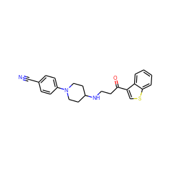 N#Cc1ccc(N2CCC(NCCC(=O)c3csc4ccccc34)CC2)cc1 ZINC000071281365