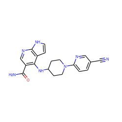 N#Cc1ccc(N2CCC(Nc3c(C(N)=O)cnc4[nH]ccc34)CC2)nc1 ZINC000034808954