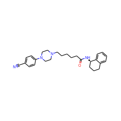 N#Cc1ccc(N2CCN(CCCCCC(=O)N[C@@H]3CCCc4ccccc43)CC2)cc1 ZINC000013586557