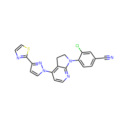 N#Cc1ccc(N2CCc3c(-n4ccc(-c5nccs5)n4)ccnc32)c(Cl)c1 ZINC000040393089