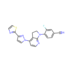 N#Cc1ccc(N2CCc3c(-n4ccc(-c5nccs5)n4)ccnc32)c(F)c1 ZINC000040863325