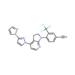 N#Cc1ccc(N2CCc3c(-n4ccc(-n5cccn5)n4)ccnc32)c(C(F)(F)F)c1 ZINC000040872531