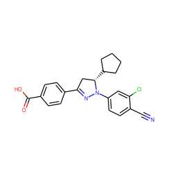 N#Cc1ccc(N2N=C(c3ccc(C(=O)O)cc3)C[C@@H]2C2CCCC2)cc1Cl ZINC000058569251