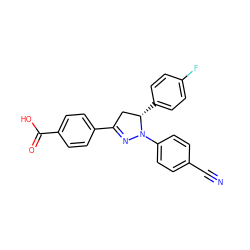 N#Cc1ccc(N2N=C(c3ccc(C(=O)O)cc3)C[C@@H]2c2ccc(F)cc2)cc1 ZINC000058541427