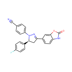 N#Cc1ccc(N2N=C(c3ccc4[nH]c(=O)oc4c3)C[C@H]2c2ccc(F)cc2)cc1 ZINC000058569266