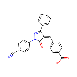 N#Cc1ccc(N2N=C(c3ccccc3)/C(=C/c3ccc(C(=O)O)cc3)C2=O)cc1 ZINC000064453386