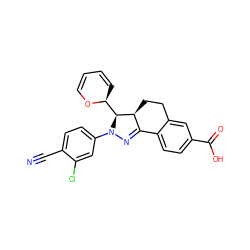 N#Cc1ccc(N2N=C3c4ccc(C(=O)O)cc4CC[C@@H]3[C@@H]2[C@@H]2C=CC=CO2)cc1Cl ZINC000058582511