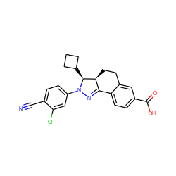 N#Cc1ccc(N2N=C3c4ccc(C(=O)O)cc4CC[C@@H]3[C@@H]2C2CCC2)cc1Cl ZINC000058575322