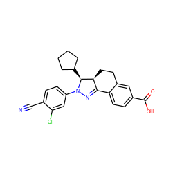 N#Cc1ccc(N2N=C3c4ccc(C(=O)O)cc4CC[C@@H]3[C@@H]2C2CCCC2)cc1Cl ZINC000058583489