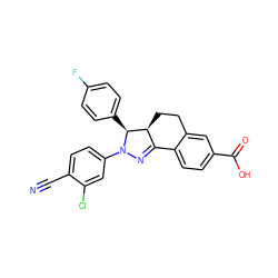 N#Cc1ccc(N2N=C3c4ccc(C(=O)O)cc4CC[C@@H]3[C@@H]2c2ccc(F)cc2)cc1Cl ZINC000058576175