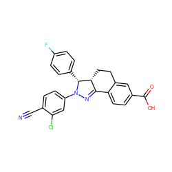 N#Cc1ccc(N2N=C3c4ccc(C(=O)O)cc4CC[C@H]3[C@H]2c2ccc(F)cc2)cc1Cl ZINC000058575613