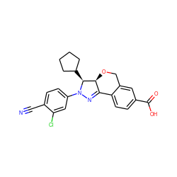 N#Cc1ccc(N2N=C3c4ccc(C(=O)O)cc4CO[C@@H]3[C@@H]2C2CCCC2)cc1Cl ZINC000058575990