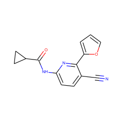 N#Cc1ccc(NC(=O)C2CC2)nc1-c1ccco1 ZINC000049021675