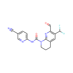 N#Cc1ccc(NC(=O)N2CCCc3cc(C(F)F)c(C=O)nc32)nc1 ZINC001772649842