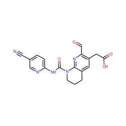 N#Cc1ccc(NC(=O)N2CCCc3cc(CC(=O)O)c(C=O)nc32)nc1 ZINC001772649781