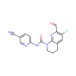 N#Cc1ccc(NC(=O)N2CCCc3cc(Cl)c(C=O)nc32)nc1 ZINC001772634128