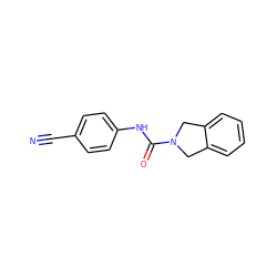 N#Cc1ccc(NC(=O)N2Cc3ccccc3C2)cc1 ZINC000106252402