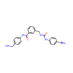 N#Cc1ccc(NC(=O)NCc2cccc(C(=O)Nc3ccc(CN)cc3)c2)cc1 ZINC000045338763