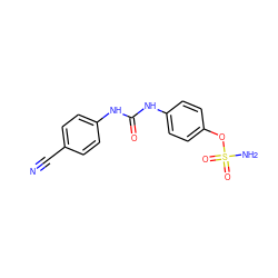 N#Cc1ccc(NC(=O)Nc2ccc(OS(N)(=O)=O)cc2)cc1 ZINC000084670600