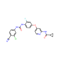 N#Cc1ccc(NC(=O)Nc2ccc(Oc3ccnc(NC(=O)C4CC4)c3)cc2F)cc1Cl ZINC001772581779