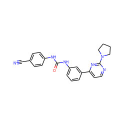 N#Cc1ccc(NC(=O)Nc2cccc(-c3ccnc(N4CCCC4)n3)c2)cc1 ZINC001772574070