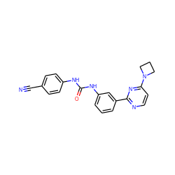 N#Cc1ccc(NC(=O)Nc2cccc(-c3nccc(N4CCC4)n3)c2)cc1 ZINC001772620121