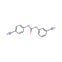 N#Cc1ccc(NC(=O)Nc2cccc(C#N)c2)cc1 ZINC000000398060