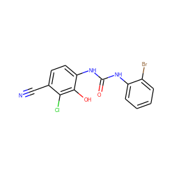 N#Cc1ccc(NC(=O)Nc2ccccc2Br)c(O)c1Cl ZINC000013559609