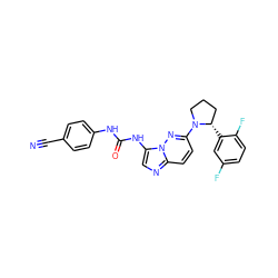 N#Cc1ccc(NC(=O)Nc2cnc3ccc(N4CCC[C@@H]4c4cc(F)ccc4F)nn23)cc1 ZINC000118234041