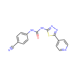 N#Cc1ccc(NC(=O)Nc2nnc(-c3ccncc3)s2)cc1 ZINC000096284269