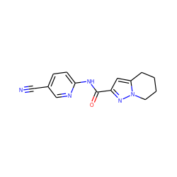 N#Cc1ccc(NC(=O)c2cc3n(n2)CCCC3)nc1 ZINC000096921416