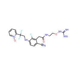 N#Cc1ccc(NCC(F)(F)c2cccc[n+]2[O-])c(F)c1CC(=O)NCCONC(=N)N ZINC000029043554