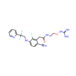 N#Cc1ccc(NCC(F)(F)c2ccccn2)c(F)c1CC(=O)NCCONC(=N)N ZINC000029042456