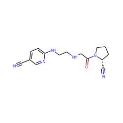 N#Cc1ccc(NCCNCC(=O)N2CCC[C@@H]2C#N)nc1 ZINC000013522765