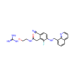 N#Cc1ccc(NCc2cccc3cccnc23)c(F)c1CC(=O)NCCONC(=N)N ZINC000029043695