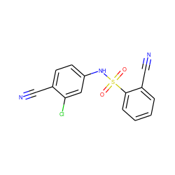 N#Cc1ccc(NS(=O)(=O)c2ccccc2C#N)cc1Cl ZINC000036962604