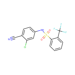 N#Cc1ccc(NS(=O)(=O)c2ccccc2C(F)(F)F)cc1Cl ZINC000192704529