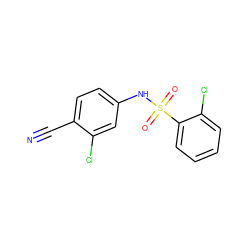 N#Cc1ccc(NS(=O)(=O)c2ccccc2Cl)cc1Cl ZINC000192704705